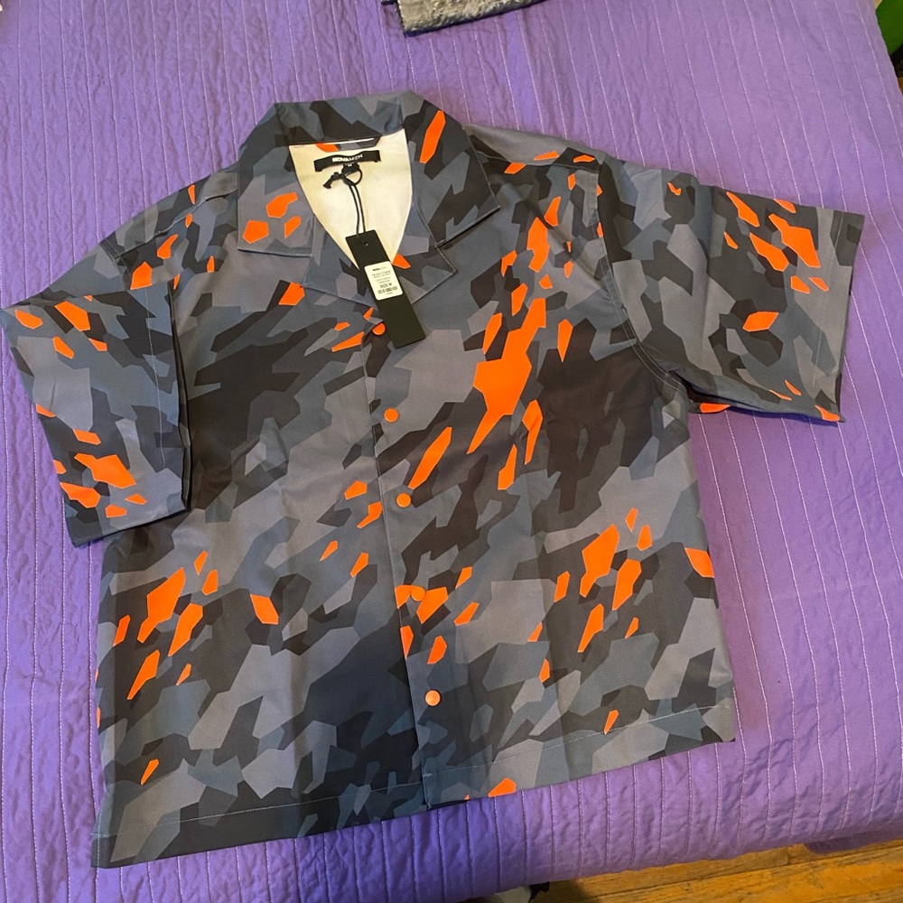 Men's Camouflage Shirt - Gray and Orange
